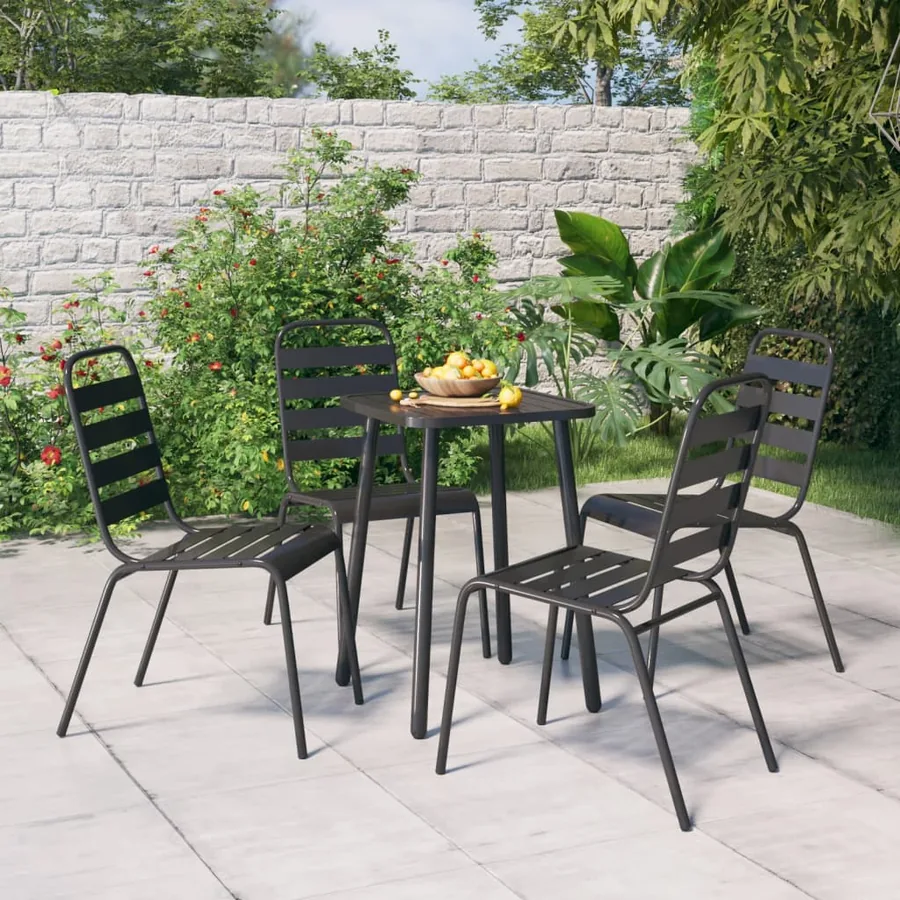 Ensemble à manger de jardin 5 pcs anthracite acier