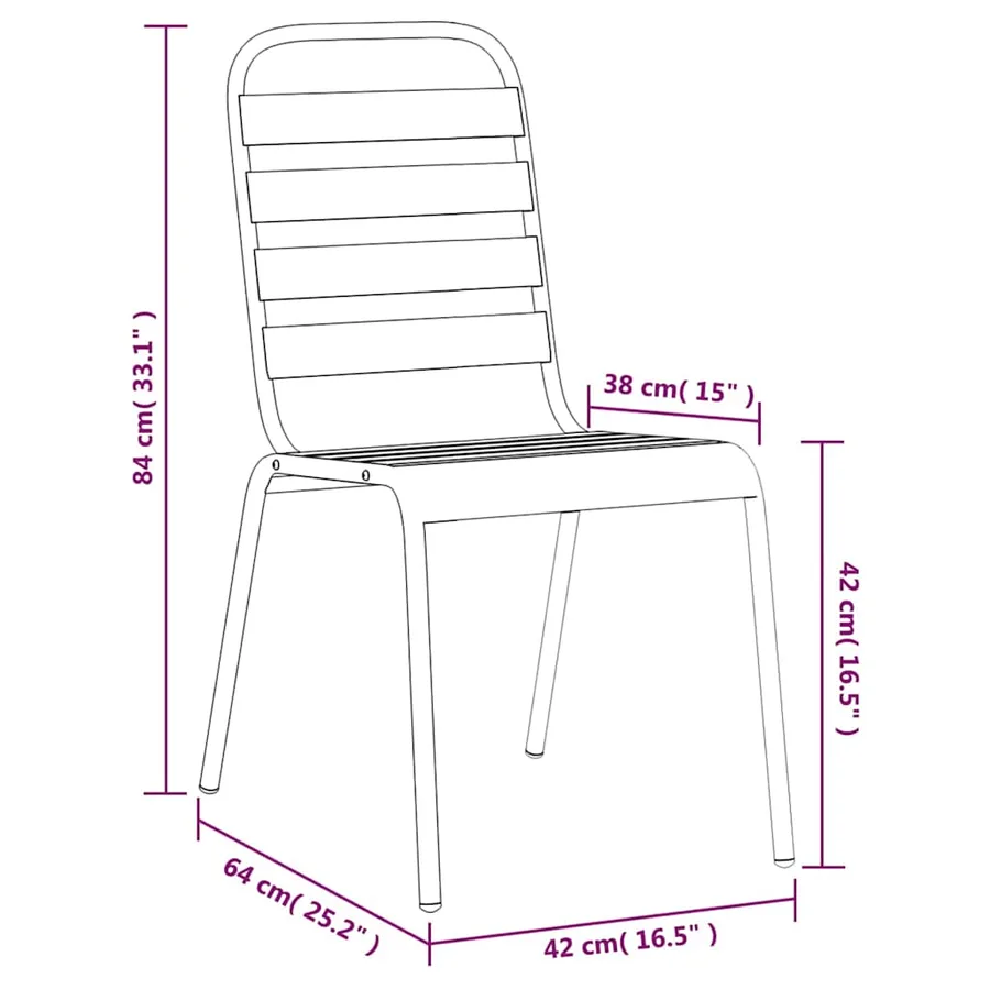Ensemble à manger de jardin 5 pcs anthracite acier - 10