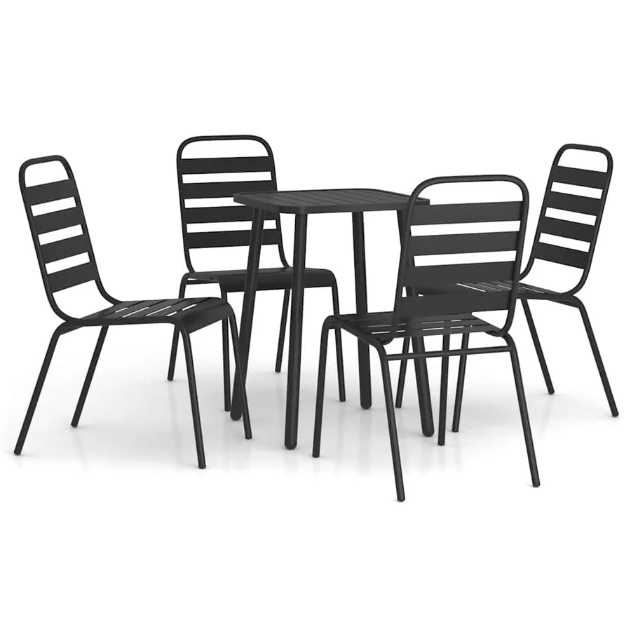 Ensemble à manger de jardin 5 pcs anthracite acier - 2