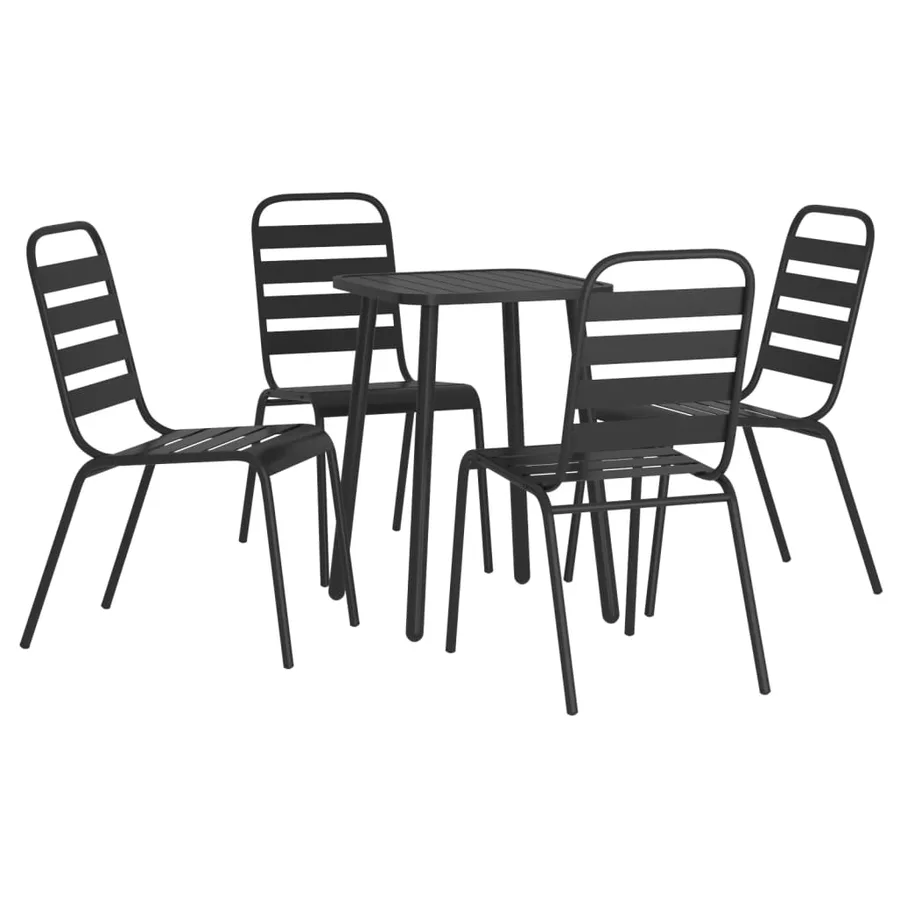 Ensemble à manger de jardin 5 pcs anthracite acier - 3