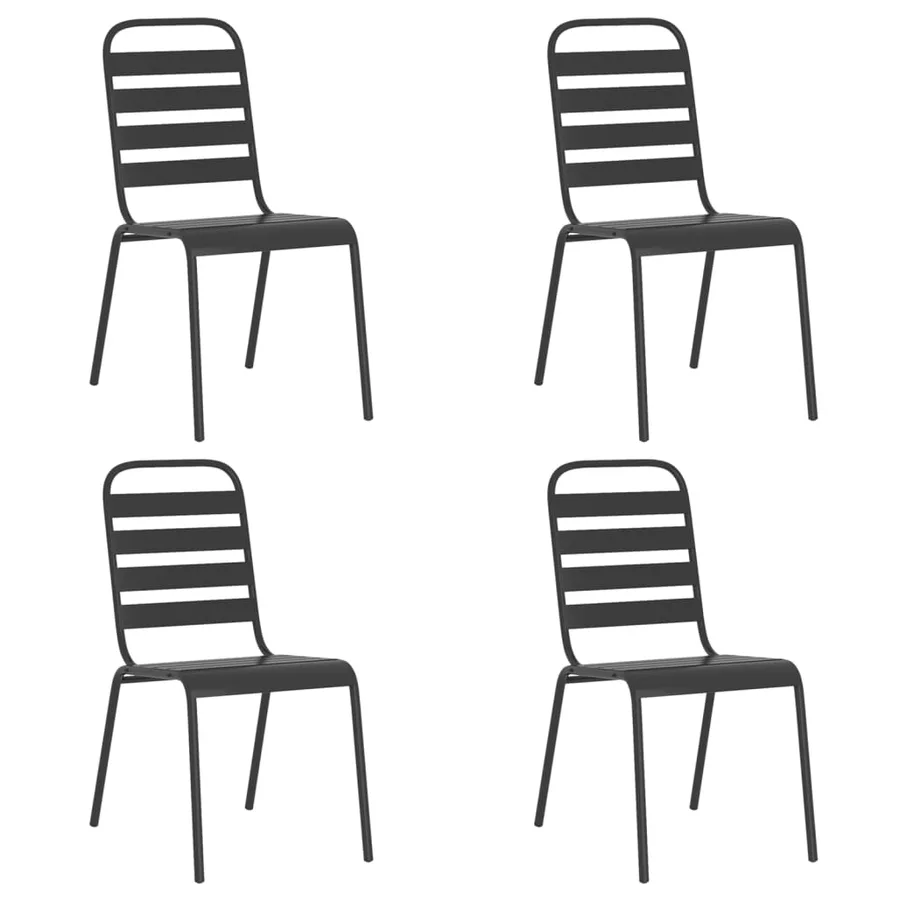 Ensemble à manger de jardin 5 pcs anthracite acier - 4