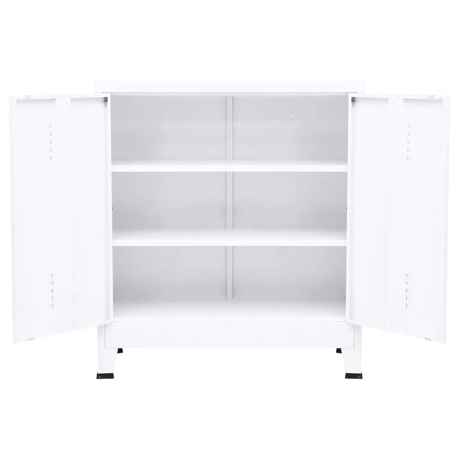 Coffre de rangement industriel Blanc 90x40x100 cm Acier - 4
