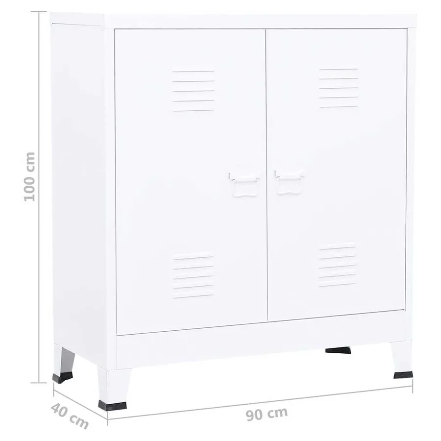 Coffre de rangement industriel Blanc 90x40x100 cm Acier - 8