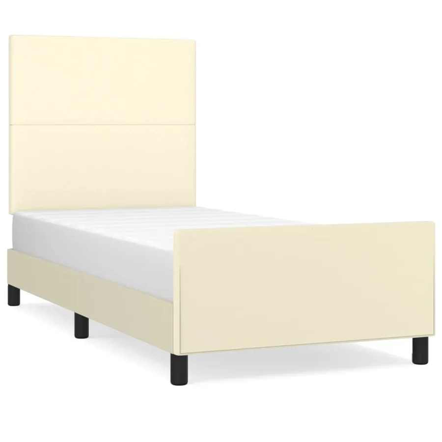 Cadre de lit sans matelas crème 100x200 cm similicuir - 2