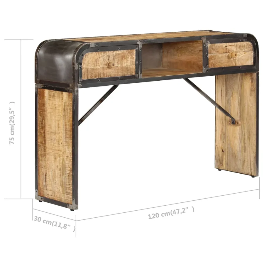 Buffet 120x30x75 cm bois de manguier massif - 8
