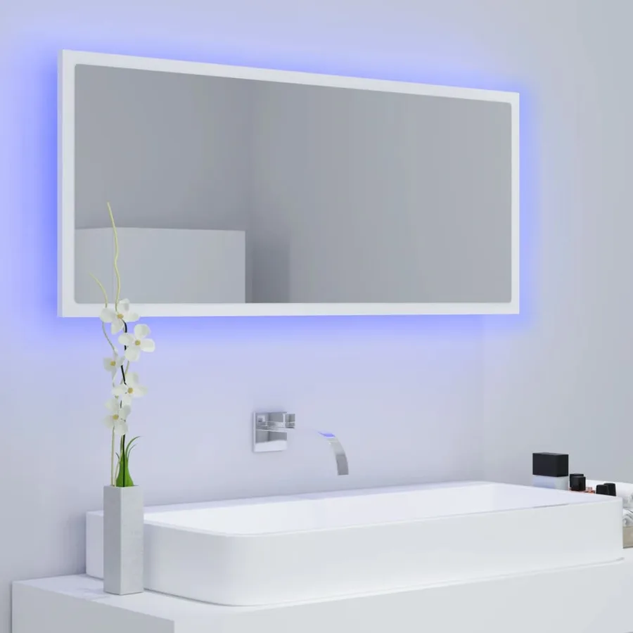 Miroir à LED de salle de bain Blanc 100x8,5x37 cm Acrylique - 3