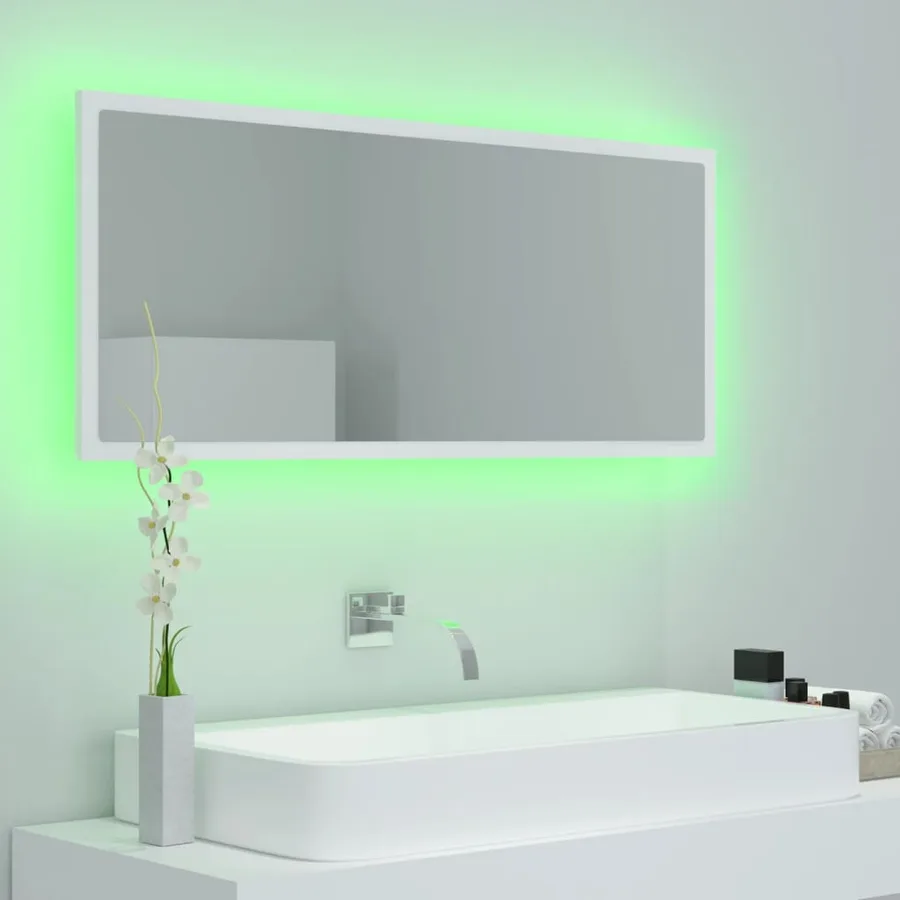 Miroir à LED de salle de bain Blanc 100x8,5x37 cm Acrylique - 4