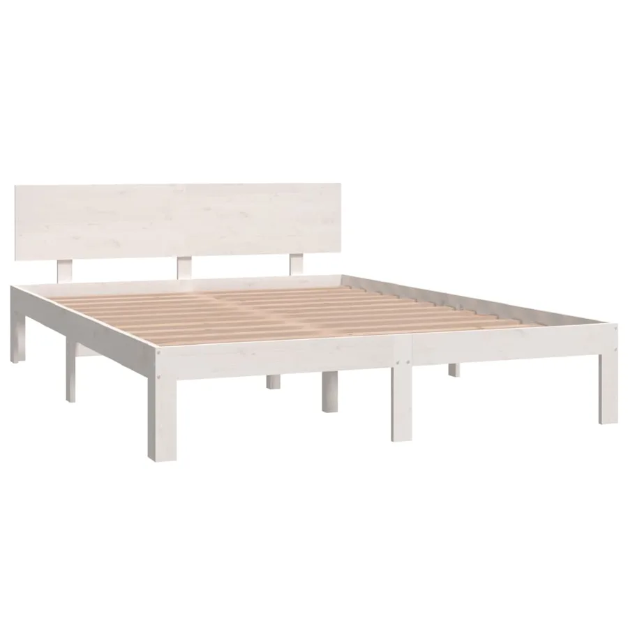 Cadre de lit sans matelas blanc bois de pin massif 140x200 cm - 3