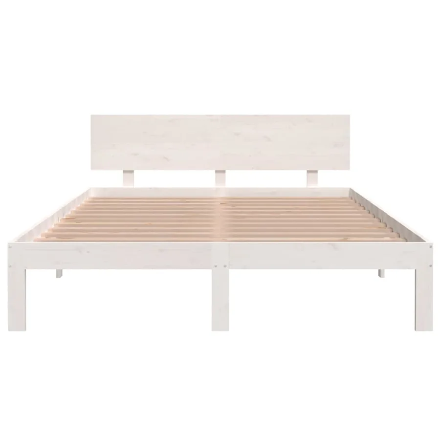 Cadre de lit sans matelas blanc bois de pin massif 140x200 cm - 4