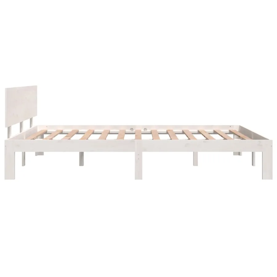 Cadre de lit sans matelas blanc bois de pin massif 140x200 cm - 5