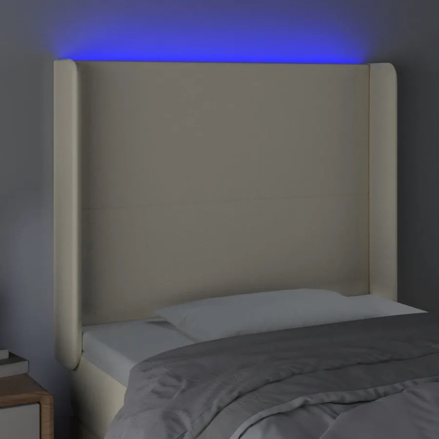 Tête de lit à LED Crème 103x16x118/128 cm Similicuir - 4