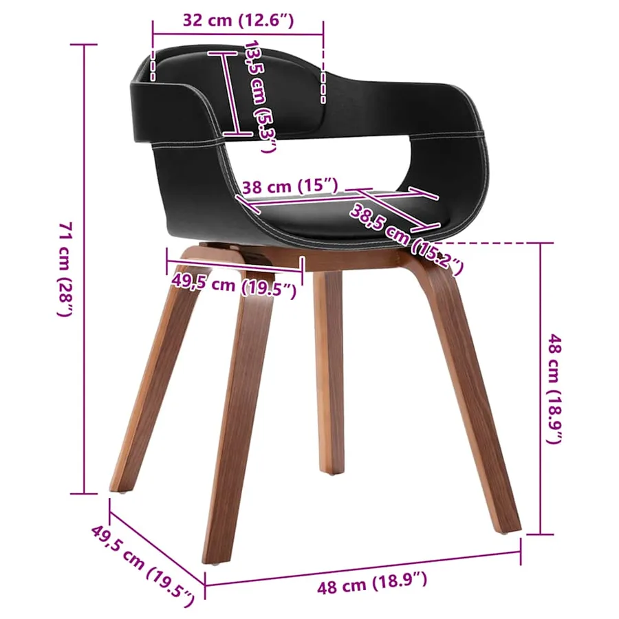 Chaise à manger Bois courbé et similicuir - 6