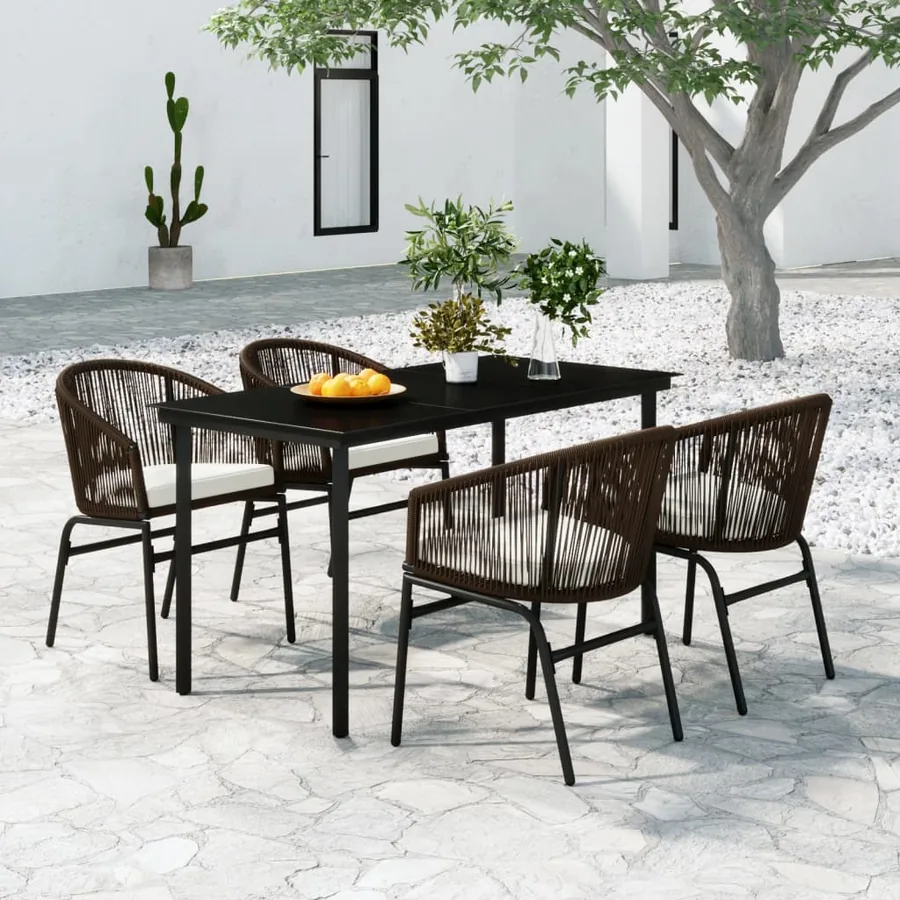 Ensemble à manger de jardin 5 pcs Marron