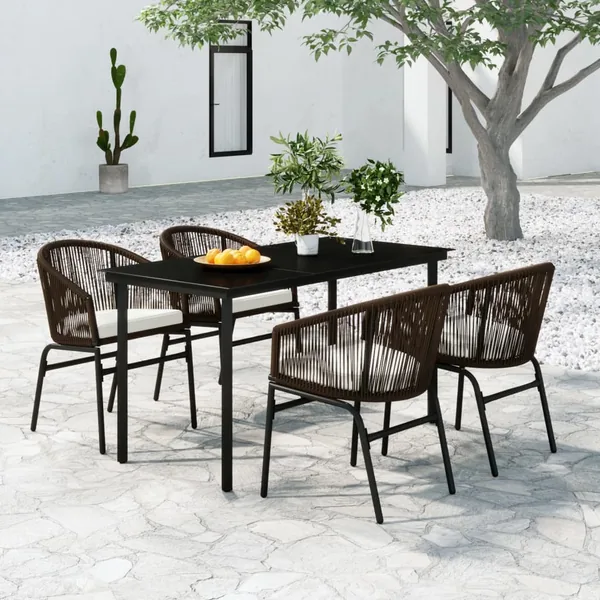 Ensemble à manger de jardin 5 pcs Marron