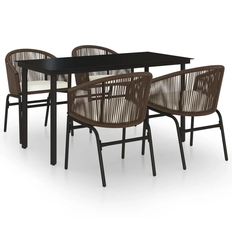 Ensemble à manger de jardin 5 pcs Marron - 2