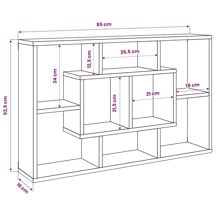 Étagère murale Sonoma gris 85x16x52,5 cm Bois d'ingénierie - 7