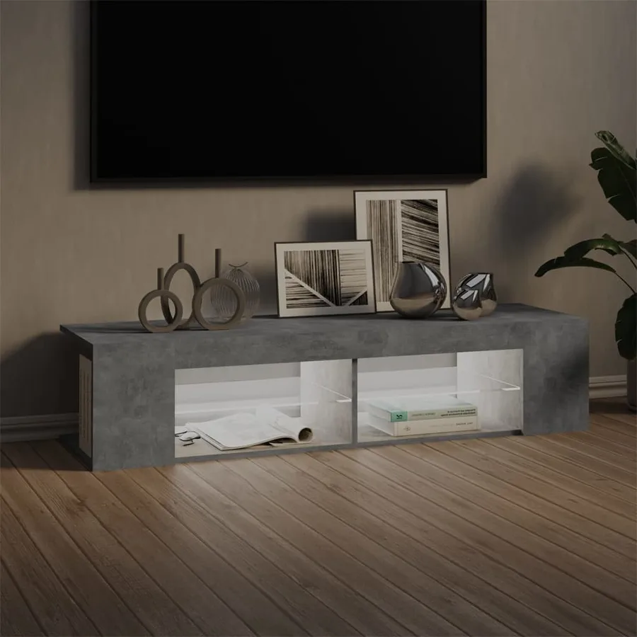Meuble TV avec lumières LED gris béton 135x39x30 cm - 3