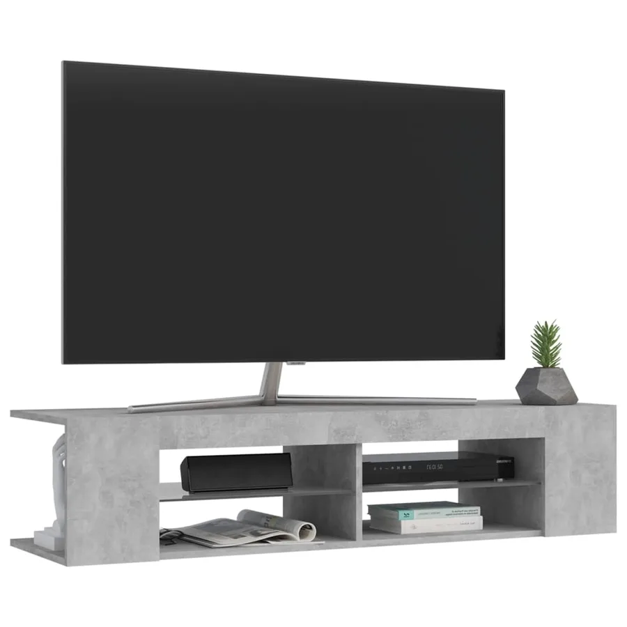 Meuble TV avec lumières LED gris béton 135x39x30 cm - 6
