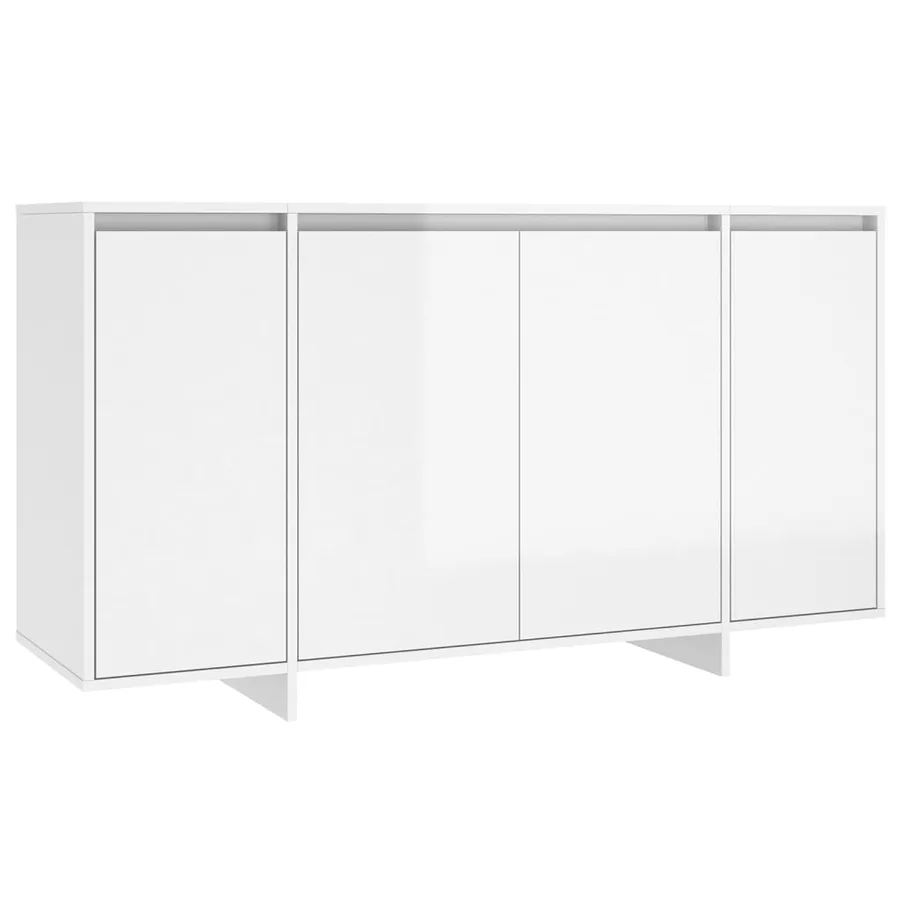 Buffet blanc brillant 135x41x75 cm bois d'ingénierie - 2