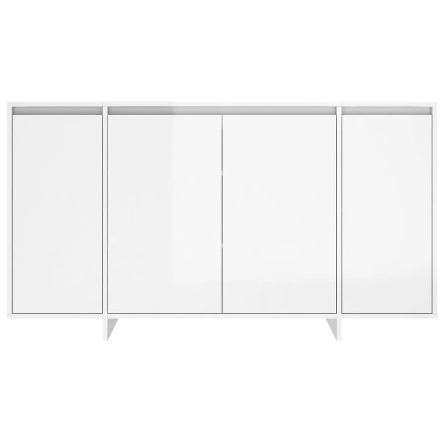 Buffet blanc brillant 135x41x75 cm bois d'ingénierie - 5