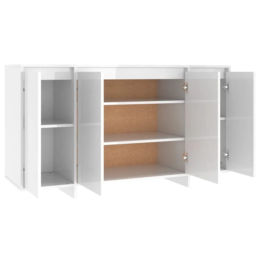 Buffet blanc brillant 135x41x75 cm bois d'ingénierie - 7