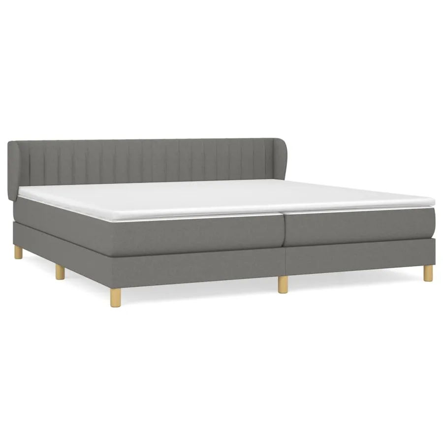 Sommier à lattes de lit avec matelas Gris foncé 200x200cm Tissu - 2