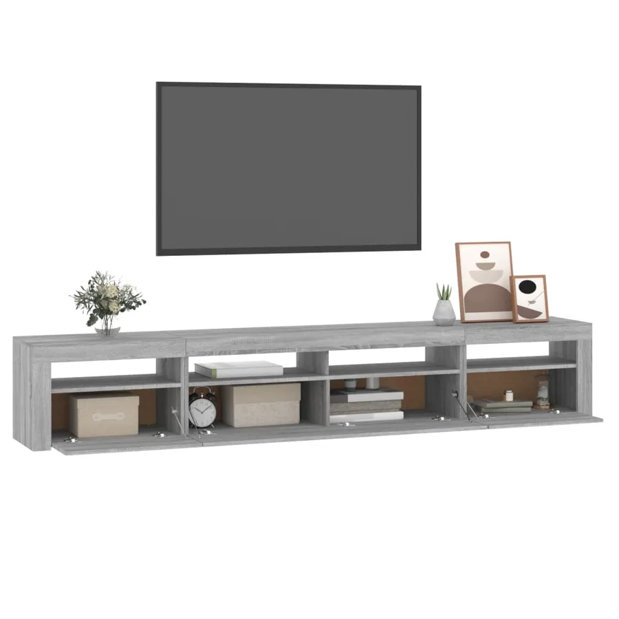 Meuble TV avec lumières LED Sonoma gris 240x35x40 cm - 11