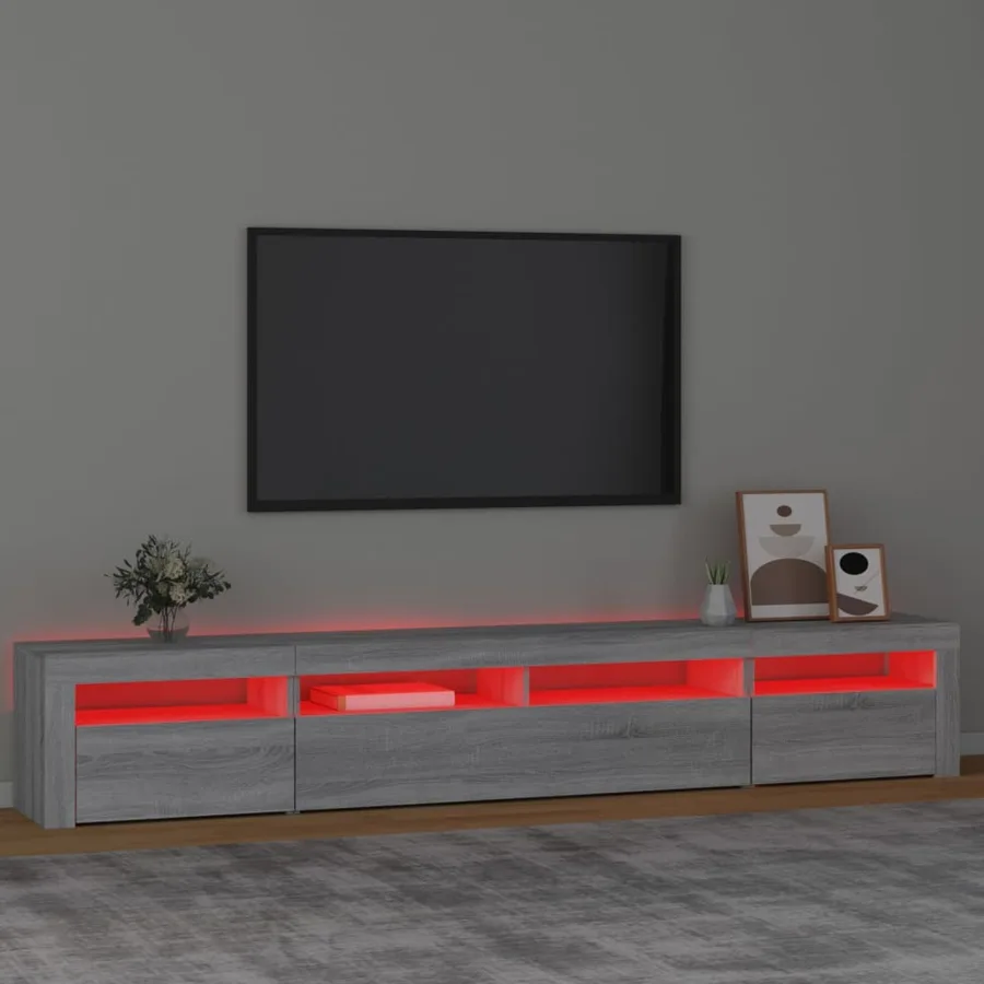 Meuble TV avec lumières LED Sonoma gris 240x35x40 cm - 5