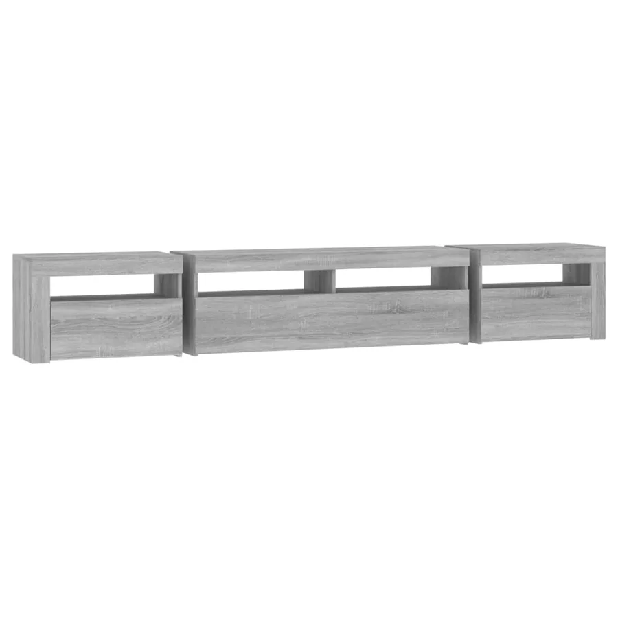 Meuble TV avec lumières LED Sonoma gris 240x35x40 cm - 7