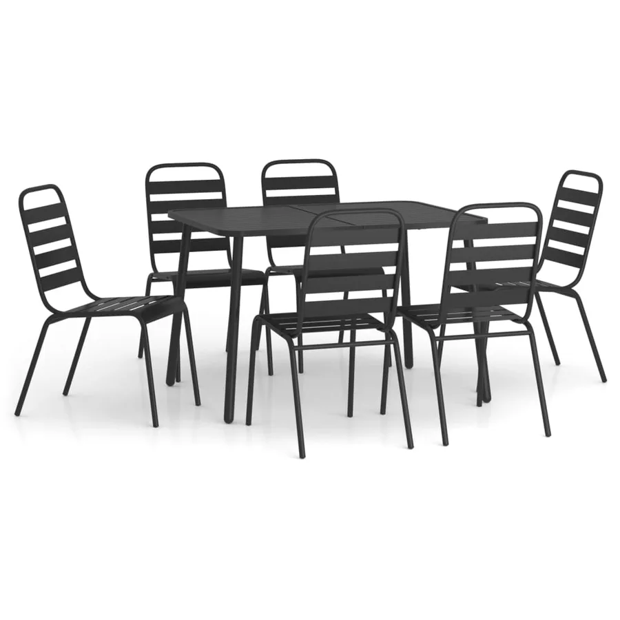 Ensemble à manger de jardin 7 pcs anthracite acier - 2