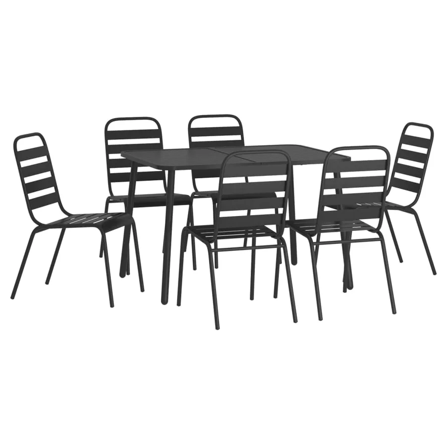 Ensemble à manger de jardin 7 pcs anthracite acier - 3