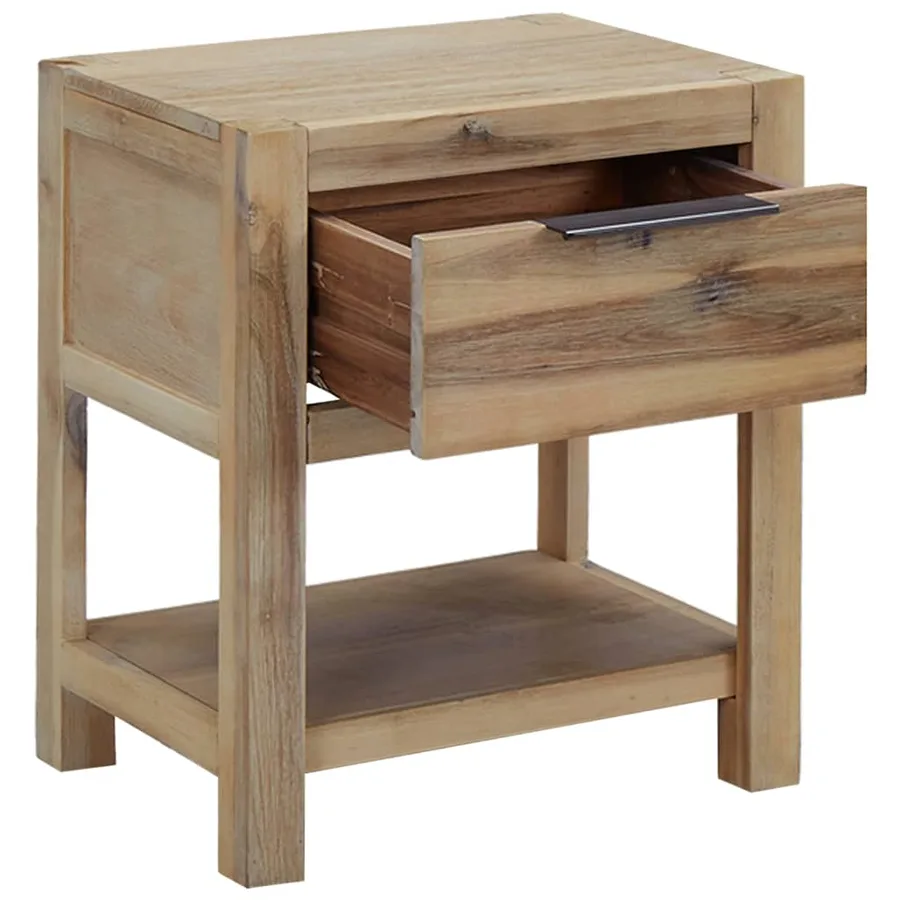 Table de chevet avec tiroir 40x30x48 cm Bois d'acacia solide - 2