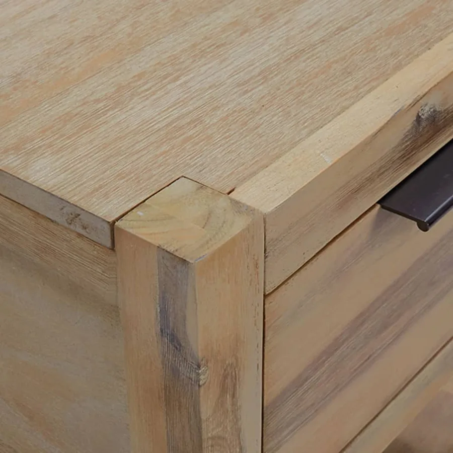 Table de chevet avec tiroir 40x30x48 cm Bois d'acacia solide - 6