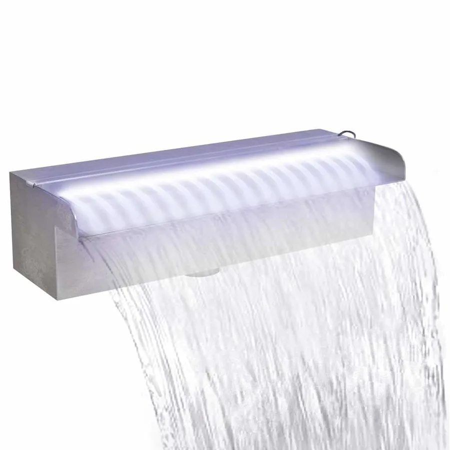 Fontaine rectangulaire de piscine avec LED Inox 30 cm - 2