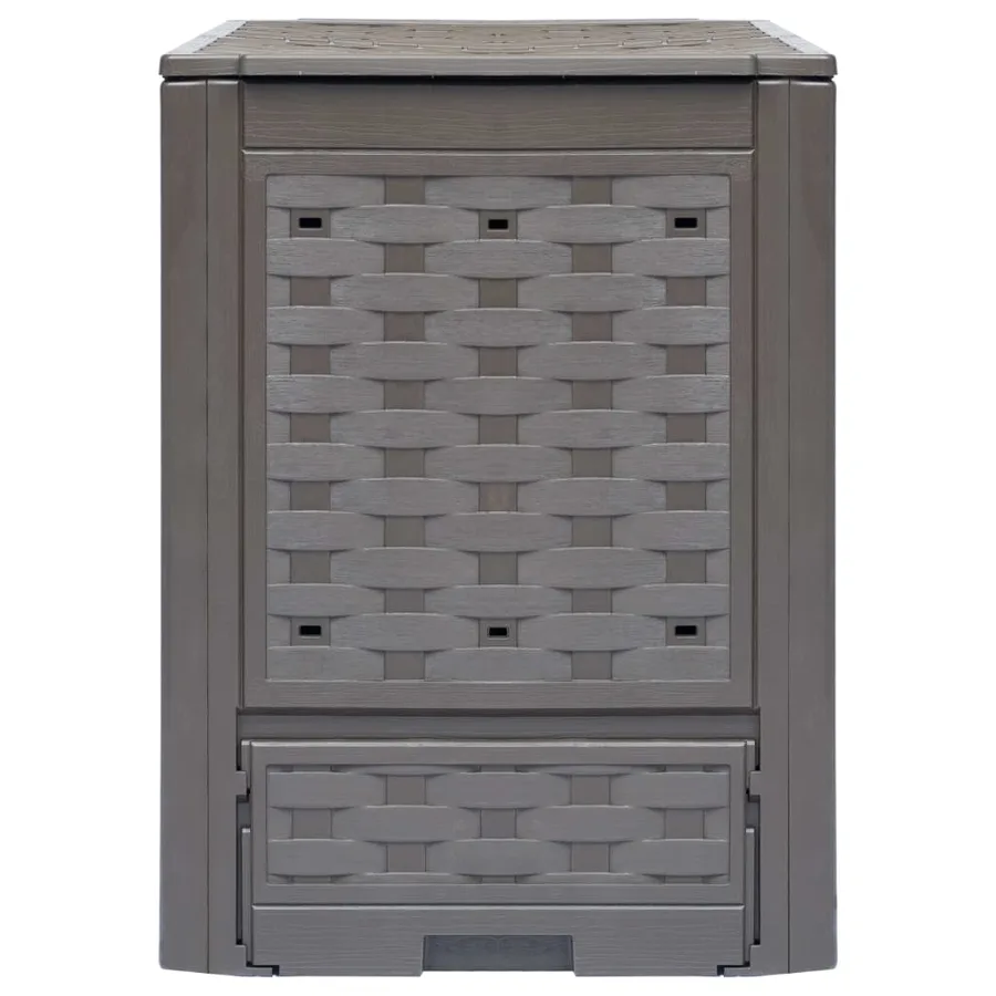 Composteur de jardin Marron 60x60x83 cm 300 L Plastique rotin - 2