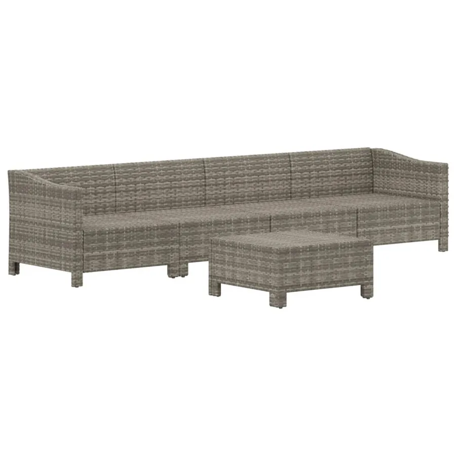 Salon de jardin 5 pcs avec coussins Gris Résine tressée - 4
