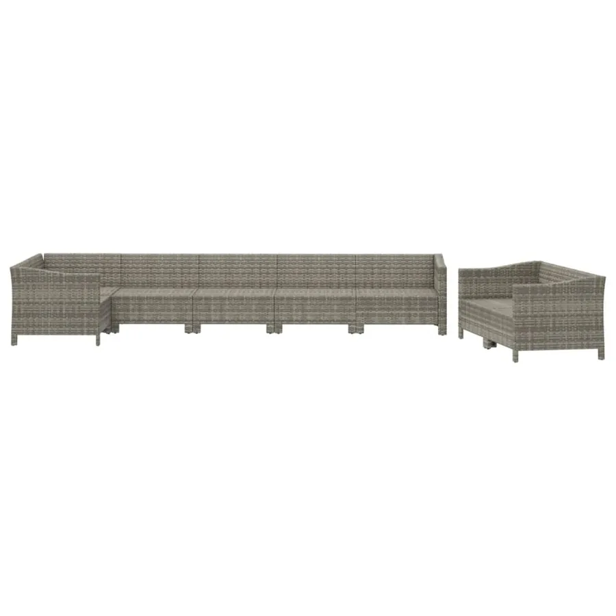 Salon de jardin 8 pcs avec coussins Gris Résine tressée - 4