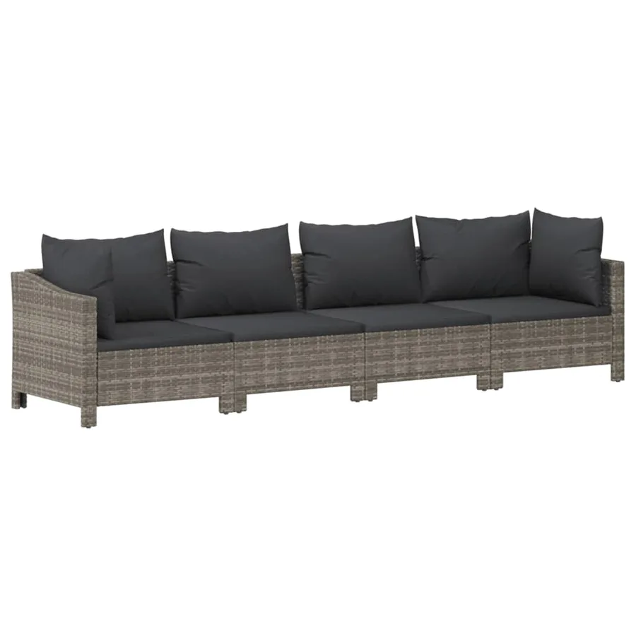 Salon de jardin 8 pcs avec coussins Gris Résine tressée - 6