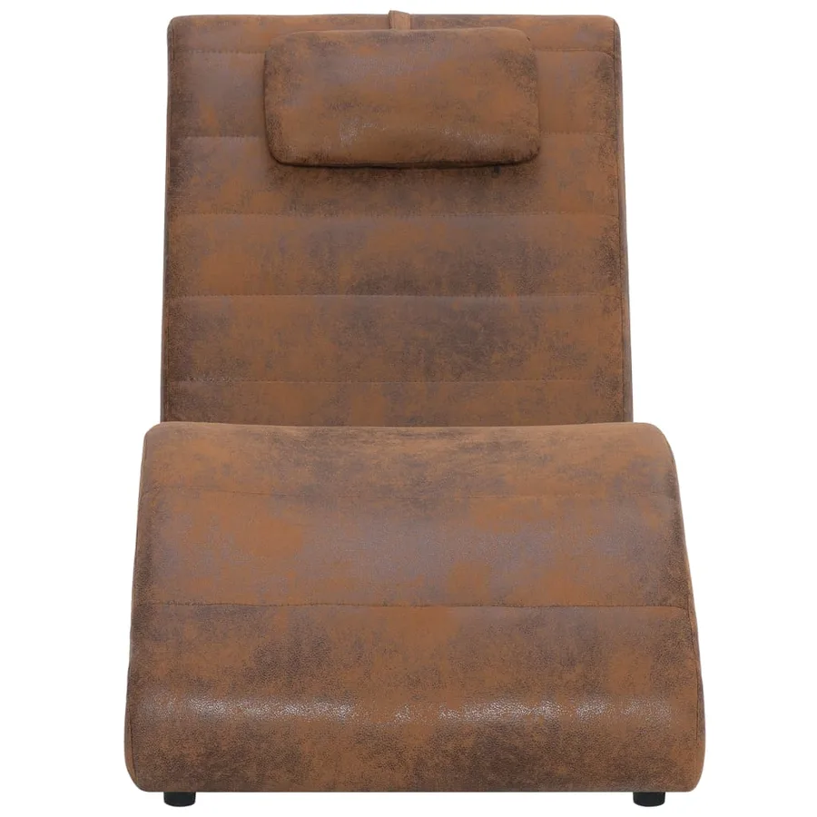 Chaise longue avec oreiller marron Similicuir daim - 3