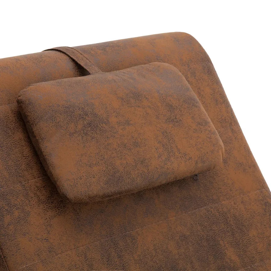 Chaise longue avec oreiller marron Similicuir daim - 7