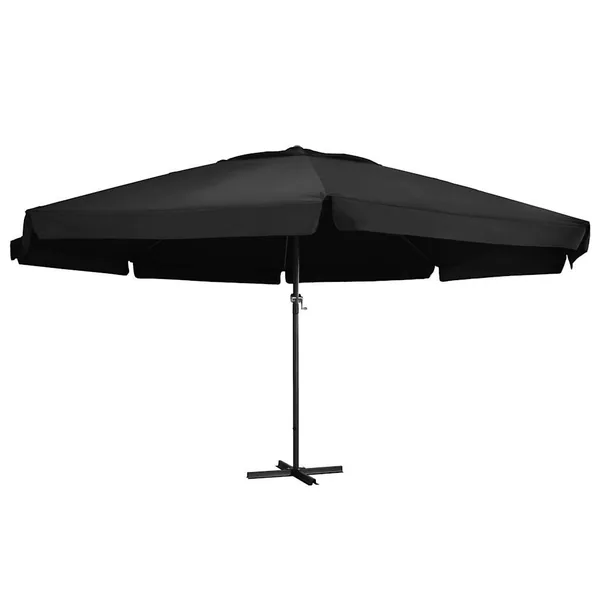 Parasol de jardin avec mât en aluminium 600 cm noir