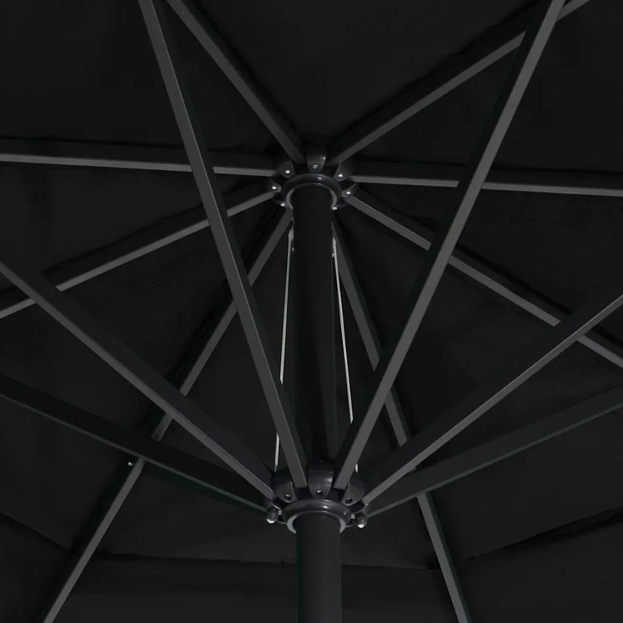 Parasol de jardin avec mât en aluminium 600 cm noir - 5