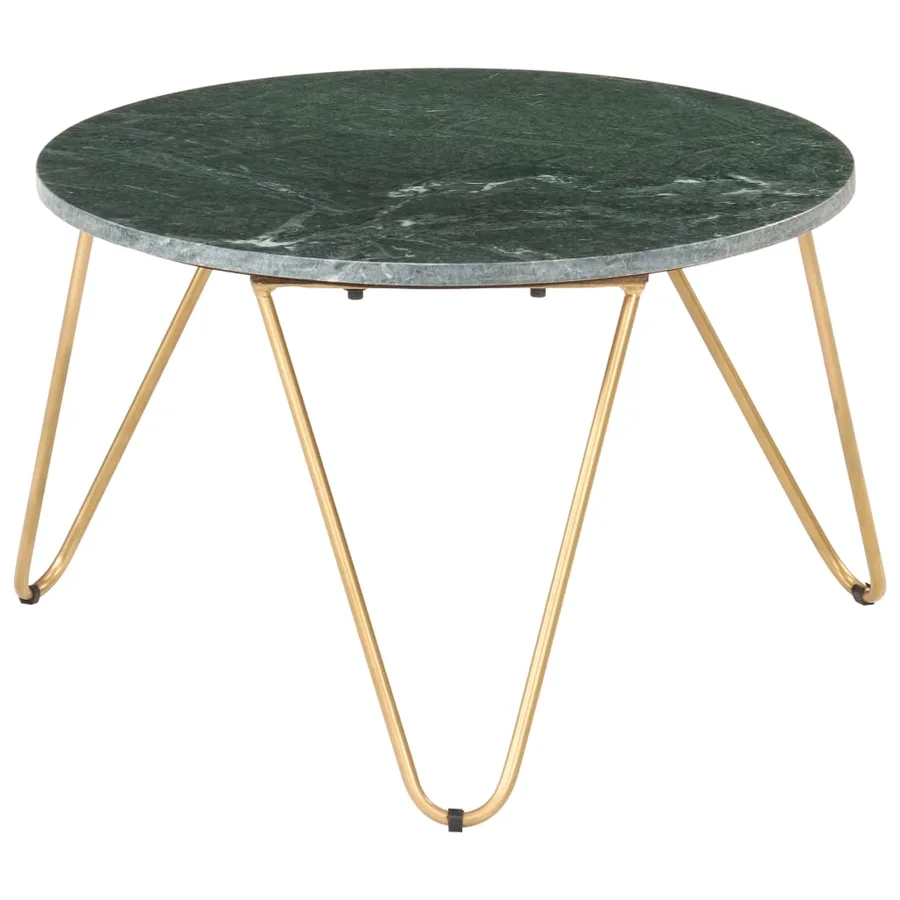 Table basse Vert 65x65x42 cm Pierre véritable et texture marbre - 7