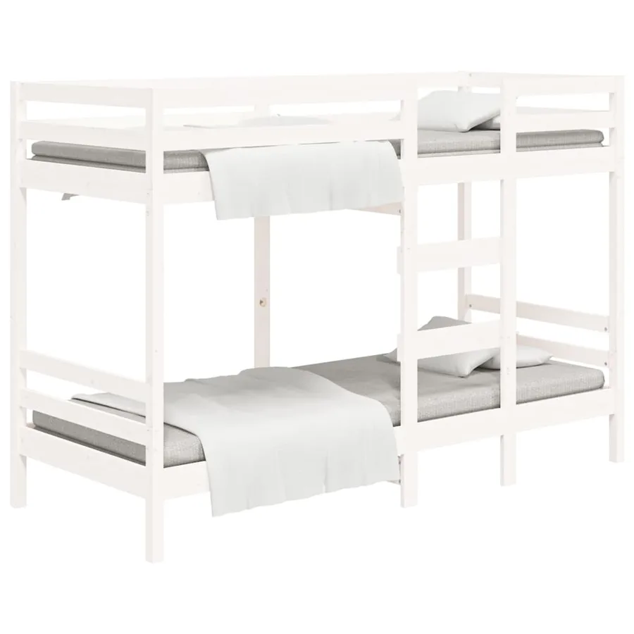 Lit superposé sans matelas blanc 80x200 cm bois de pin massif - 2