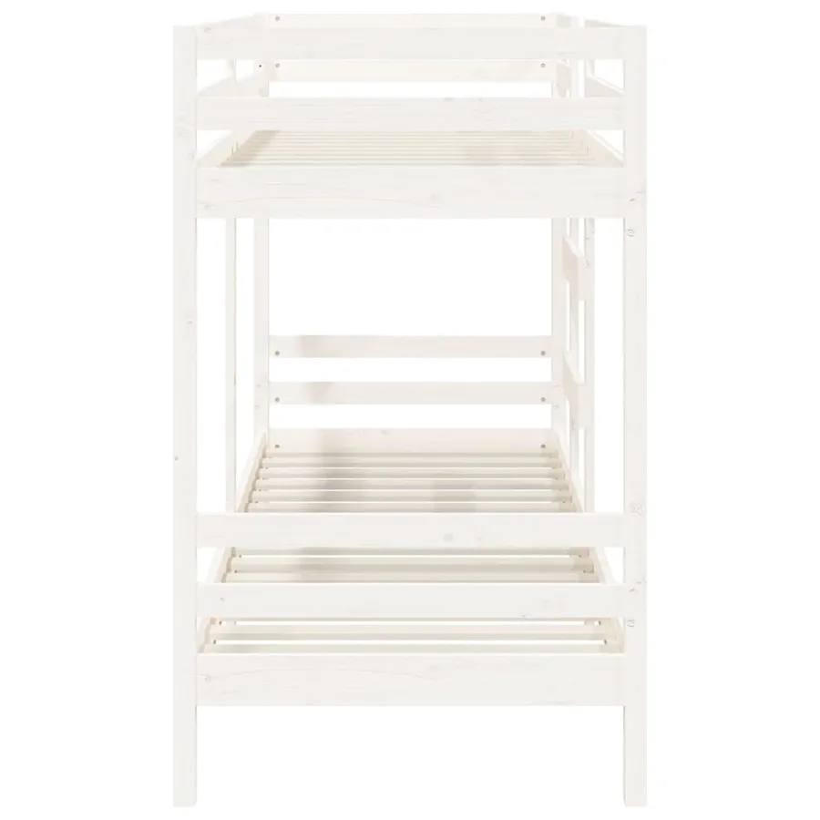 Lit superposé sans matelas blanc 80x200 cm bois de pin massif - 6