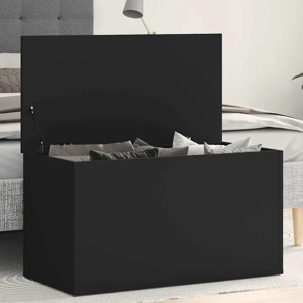 Coffre de rangement Noir 84x42x46 cm Bois d'ingénierie