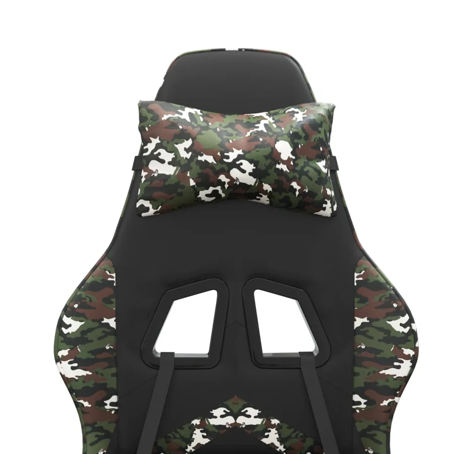 Chaise de jeu avec repose-pied Noir et camouflage Similicuir - 10