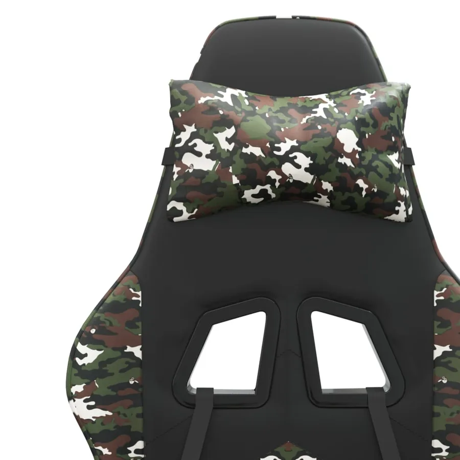 Chaise de jeu avec repose-pied Noir et camouflage Similicuir - 11