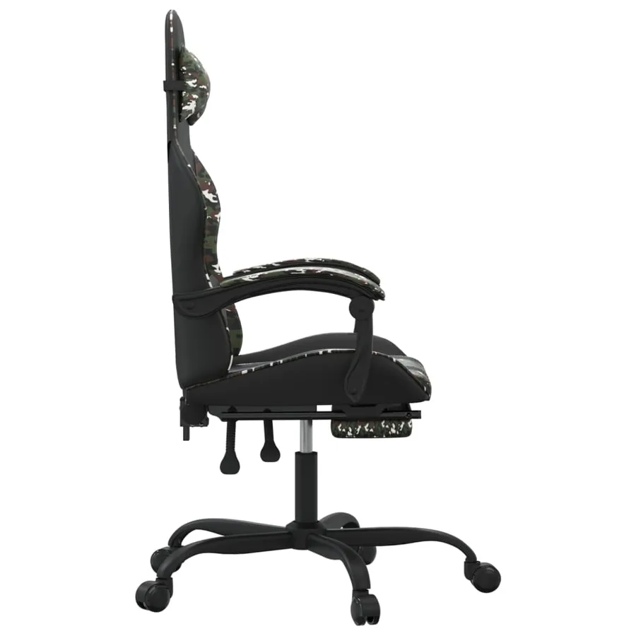 Chaise de jeu avec repose-pied Noir et camouflage Similicuir - 4