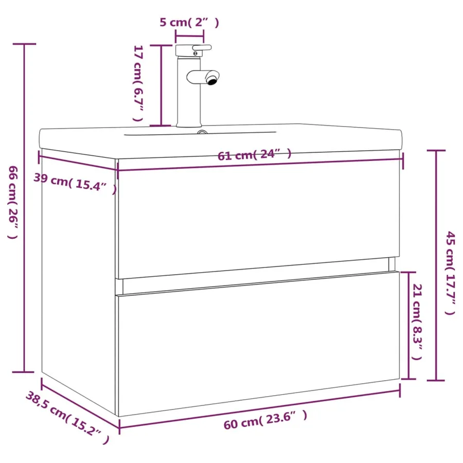 Meuble lavabo avec bassin intégré Sonoma gris Bois d'ingénierie - 7